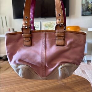 Pink and Tan Women's Bag
